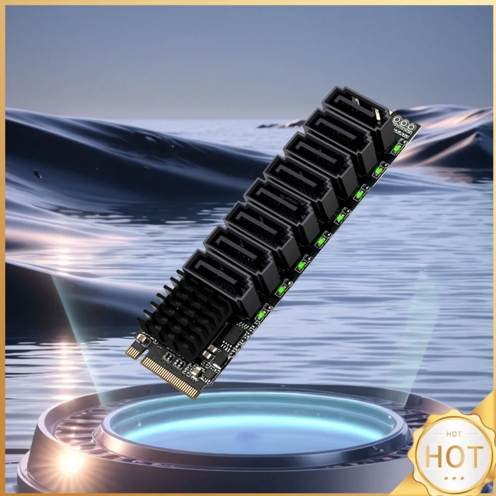 m2-pcie-to-sata-expansion-card-with-smart-indicator-m2-m-key-pcie30-to-sata-adapter-ylb3118-6gbps-8-port-for-desktop-pc