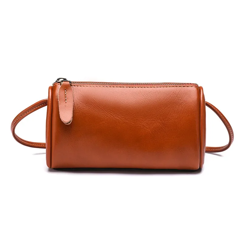 

Fashion Genuine Leather Shoulder Messenger Bag 2025 Cowhide Mobile Phone Bag Woman Pillow Mini Small Bag