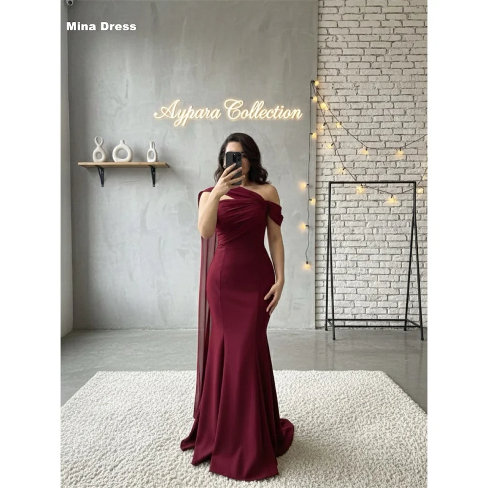 

Mina Customized Wine Red Formal & Evening Gowns Sleeveless Luxury Party Dress Backless Tailing Luxurious Evening Dresses Elegant