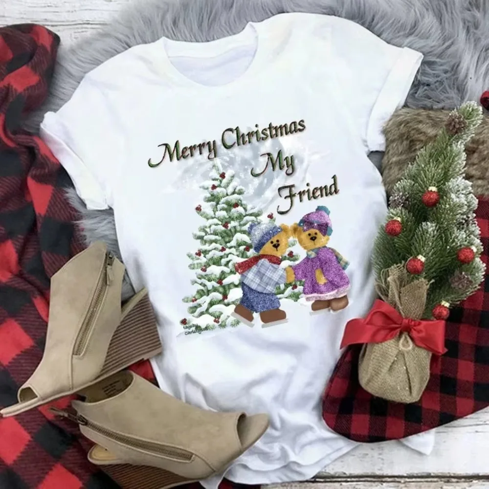 Santa Claus 90s Christmas New Year Holiday Graphic T Shirt Print T-shirt Top Women Fashion Clothing Female Short Sleeve Tees