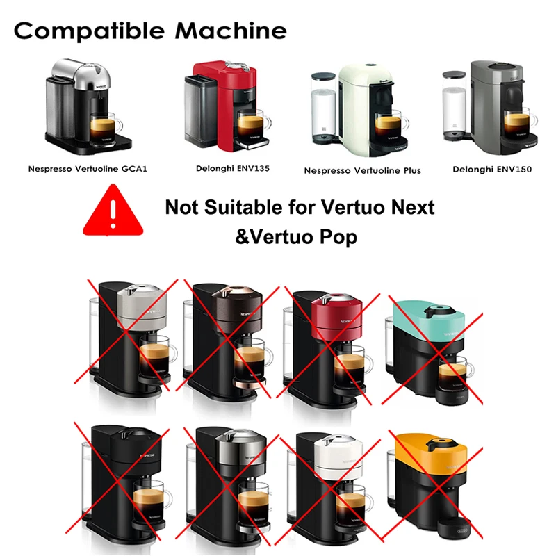 Reusable Capsule Pod for Nespresso Vertuo Vertuoline Coffee Maker Stainless Steel Refillable Espresso Coffee Filter Tamper