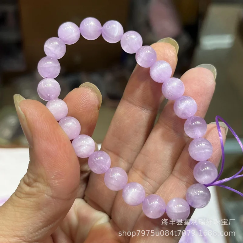 

Natural Beads Taro Brushed Eye Effect Spodumene Purple Bracelet