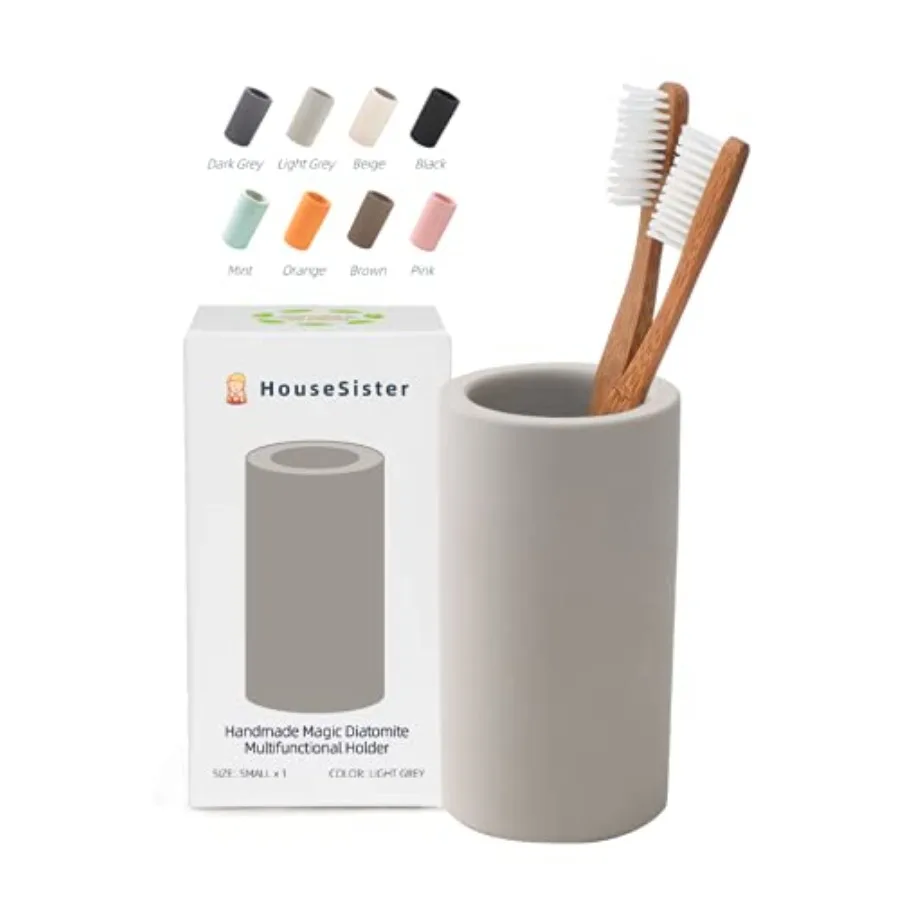 

Fast-Drying Diatomite Toothbrush Holder - Bathroom Countertop Organizer Stand for Toothpaste, Makeup Brushes, Razors and Access
