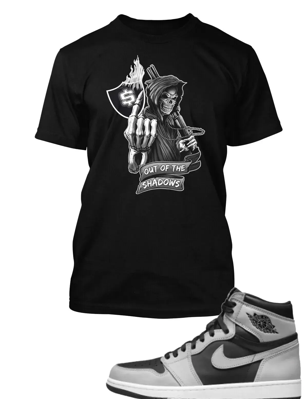 

Halloween Graphic Skull Big Tall Mens Tee Shirt to Match J1 Shadow Reaper Shoe