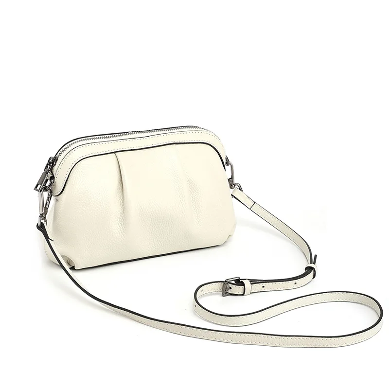 حقيقي طبقة علوية من جلد البقر حمل حقيبة 2025 جديد مصمم حقيبة فخمة للنساء موضة بسيطة مطوي الكتف حقيبة كروسبودي أنيقة