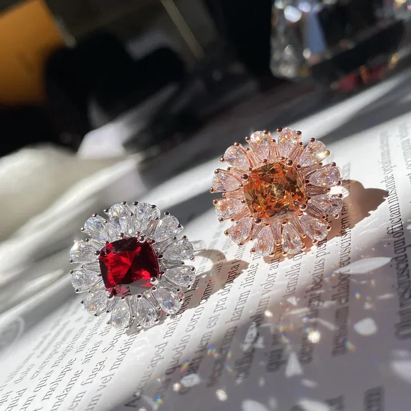 

MDL Moissanite Styl. Оригинальное кружевное кольцо мечты с цветком знаменитостей и бриллиантами из 18-каратного настоящего золота с покрытием