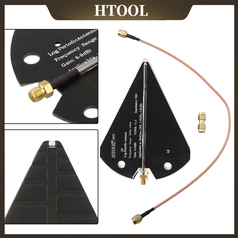 HT5 Log Periodic Antenna 1.3-10GHz 6-9dBi SMA for GPS/2.4G/5.8G Spectrum Analyzer Direction Finding