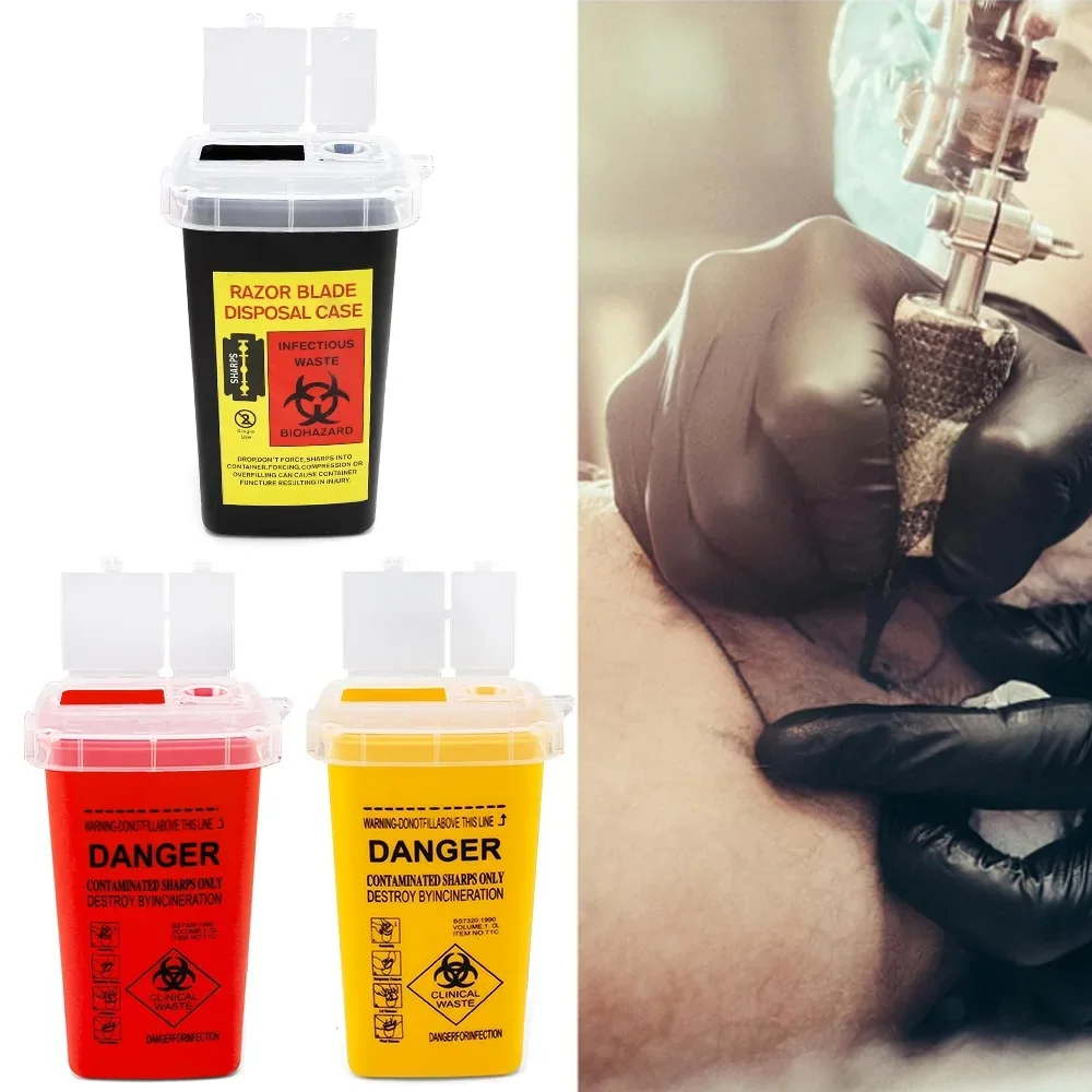 1L Plastic Tattoo Waste Box Medical Supplies Container Disposable Microblading Sharps Needle Tips Accessories For Eyebrows