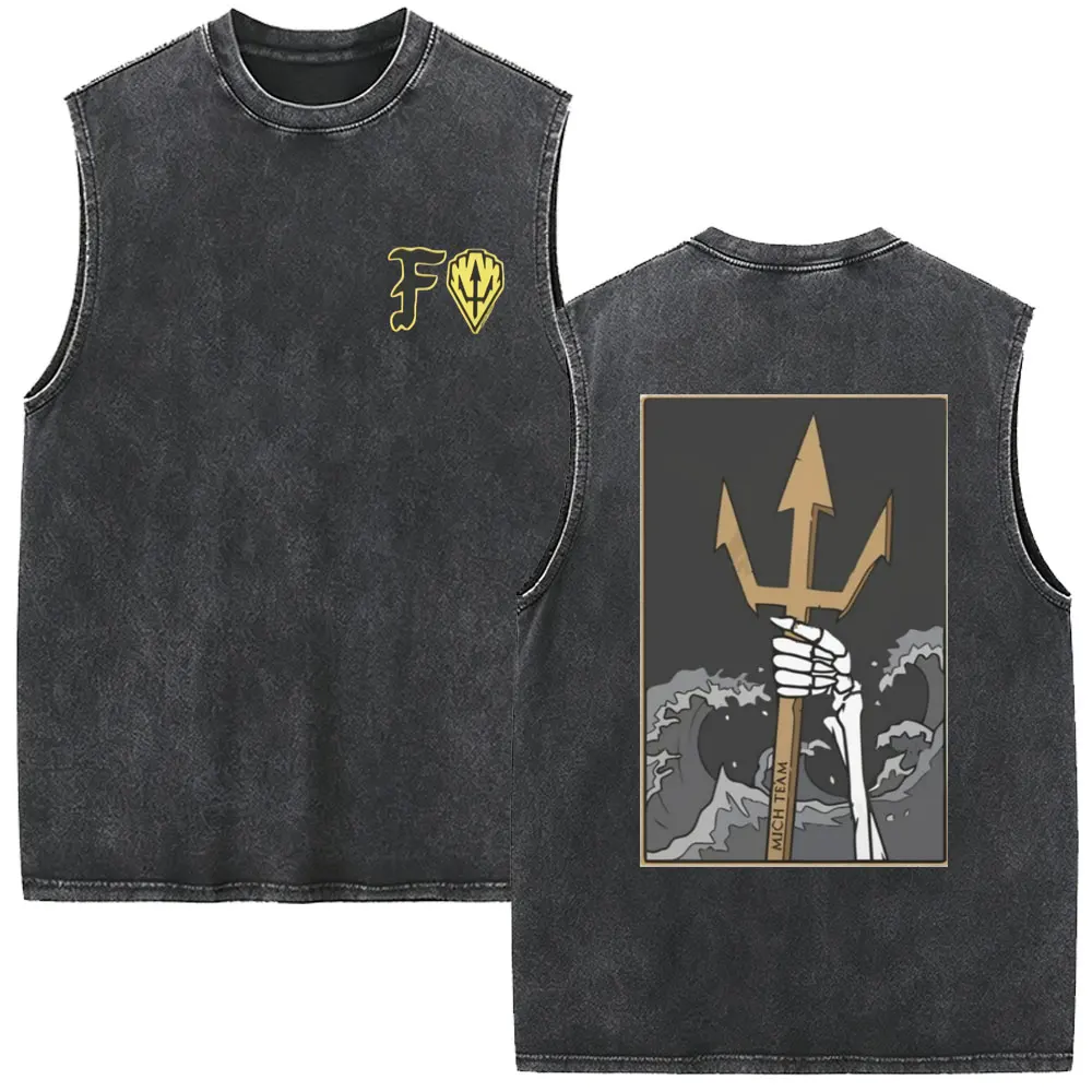 Forward Observations Group Vintage Washed Vest T-Shirt mit Skelett-Rosen-Print für Herren und Damen – Rock Oversized Ärmelloses Tanktop – Detail 3