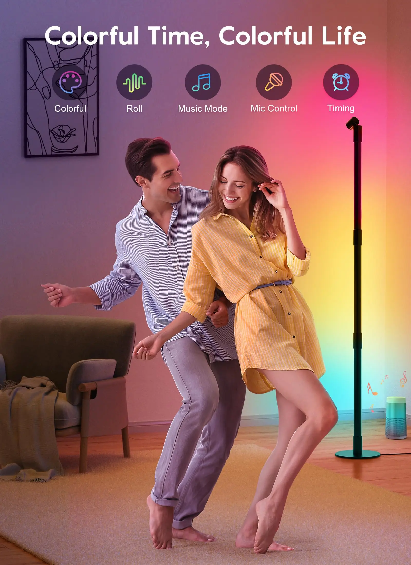 Smart RGBW LED Lamp with Spotlight, App & Remote Control, Music Sync, 16 Million Colors & Memory Function, Perfect