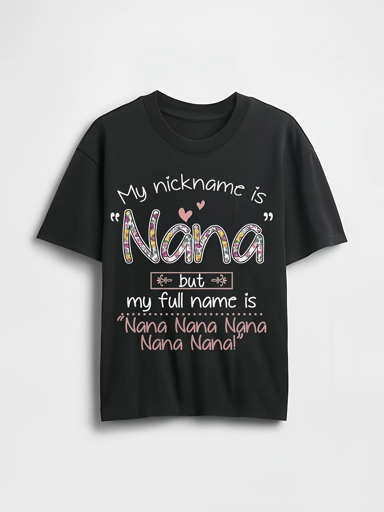 Dames T-shirt met 'Nana' bloemenprint |   100% oversized trui |   Casual T-shirt met ronde hals en korte mouwen, comfortpasvorm voor meerdere seizoenen