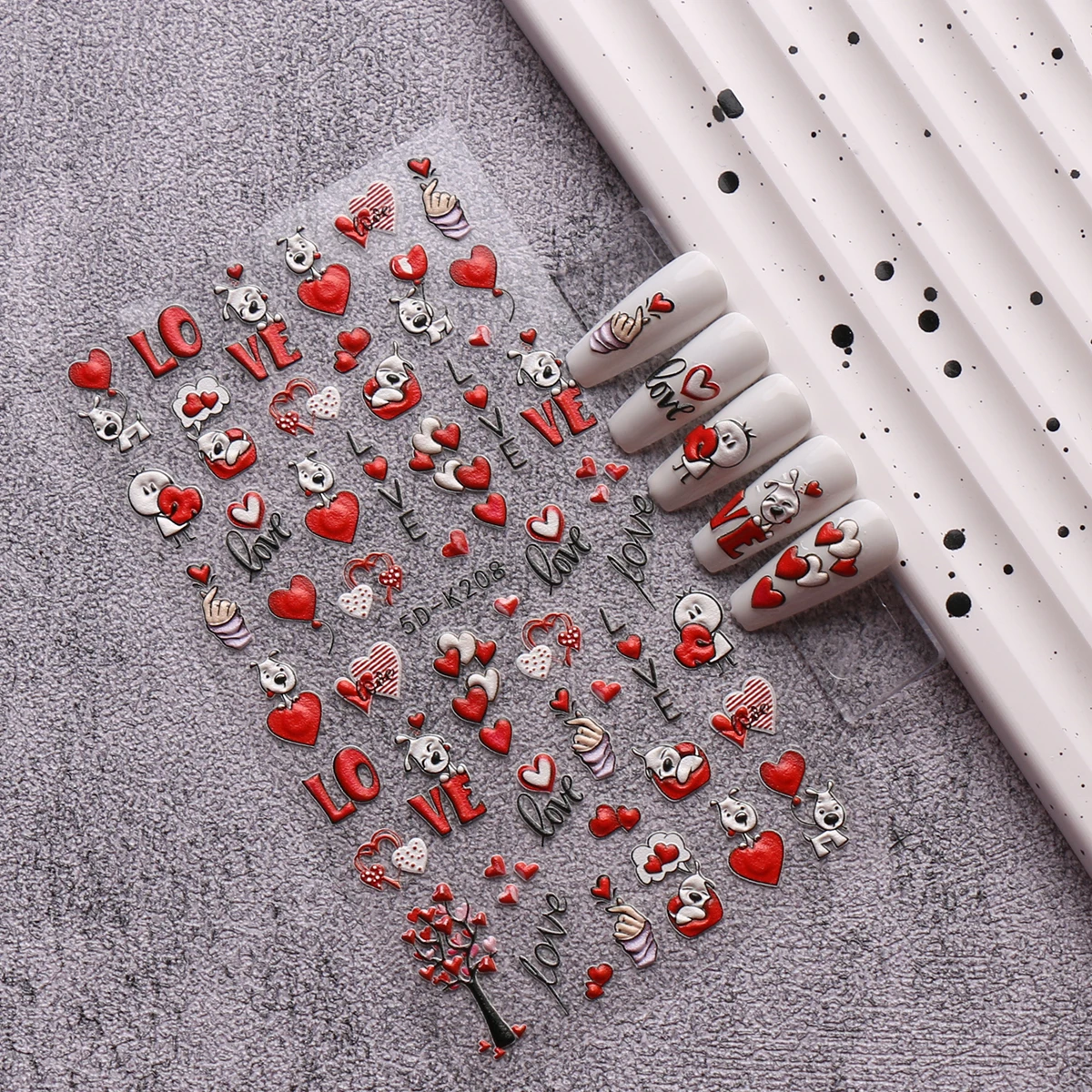 3 قطع من ملصقات فن الأظافر المنقوشة لعيد الحب، سهلة الاستخدام لتزيين الأظافر، DIY، هدية، تصفيف مكياج الحفلات، Y2K #3