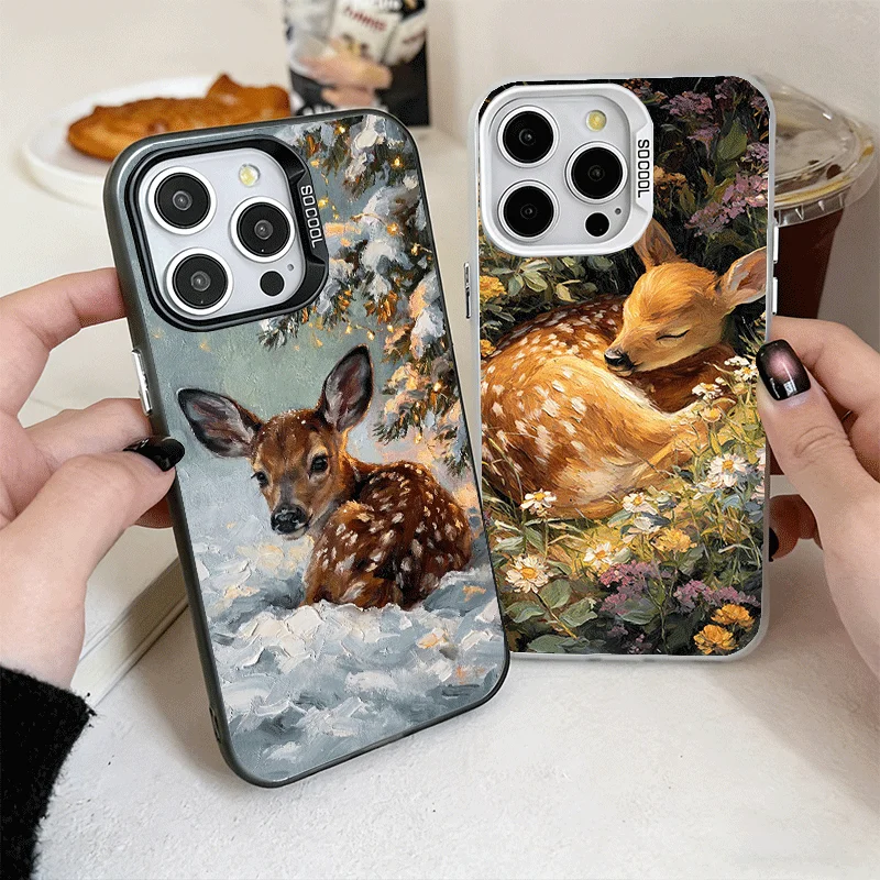 Противоударный чехол для телефона с изображением оленя/лося для iPhone 17 Air, 16, 16E, 15 Pro Max, 14 Plus, 13 Mini, 12. Защитная задняя крышка от падений.