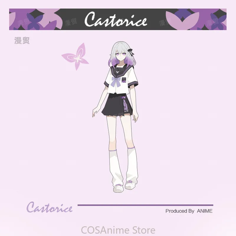 

Castorice Honkai：Star Rail Game Cosplay Costume Anime Daily Summer Tops Skirt JK Sailor Suit Fashion Outfit Party Role Play