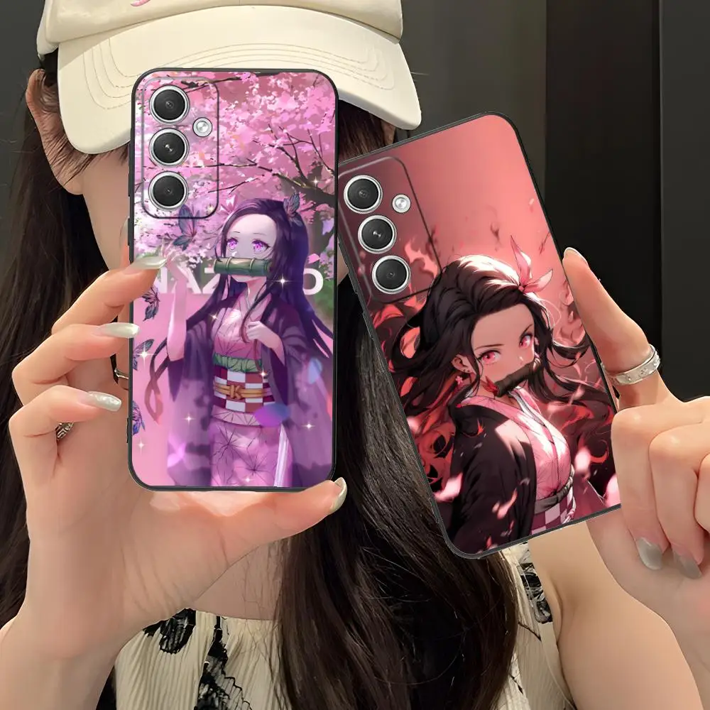Funda de teléfono Demon Slayer Nezuko para Samsung Galaxy S25 S24 S23 S22 S21 S20 Note20 Plus FE, funda protectora de lujo Ultra Color