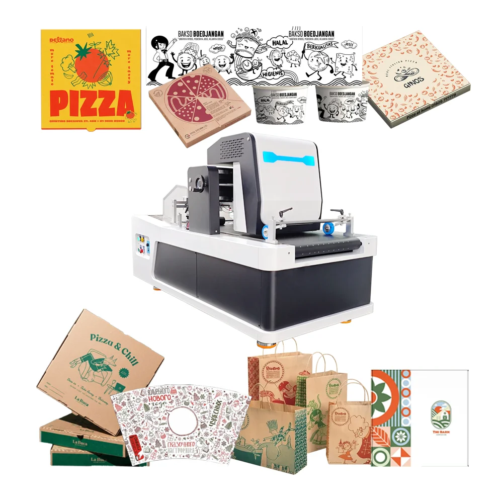 Digital Desktop Single Pass High Speed 1200dpi Automatic Inkjet Printer With 1 Year Warranty For Pizza Boxes And Paper Bags