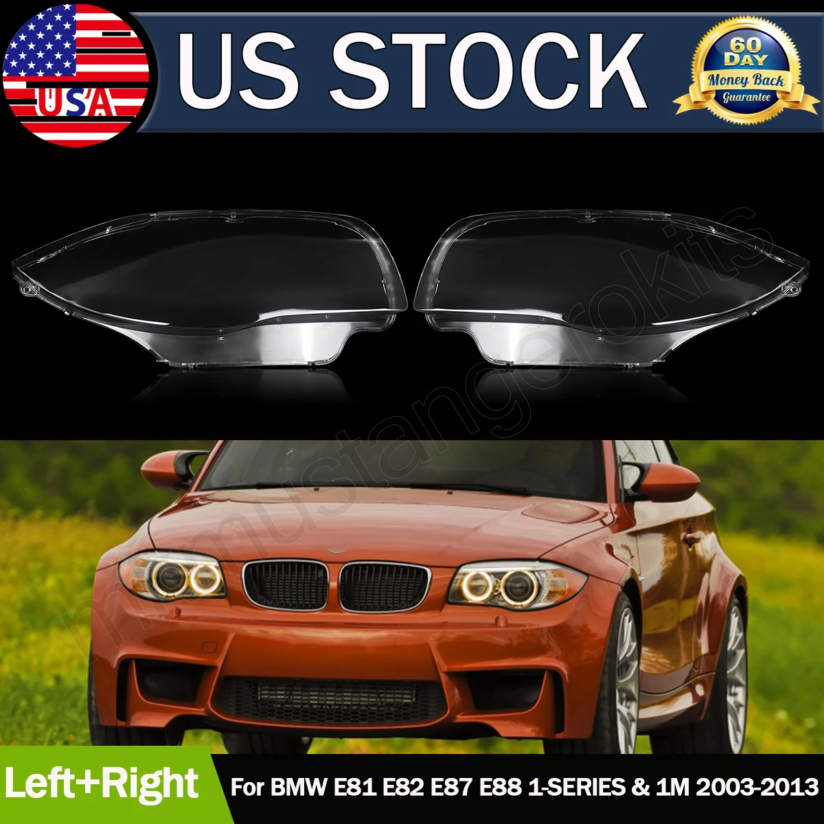 SAIQINGSP BMW Headlight Lens Cover Fits BMW 1 Series E81 E82 E87 E88 & 1M 2003-2013 Model Car Accessories Tools