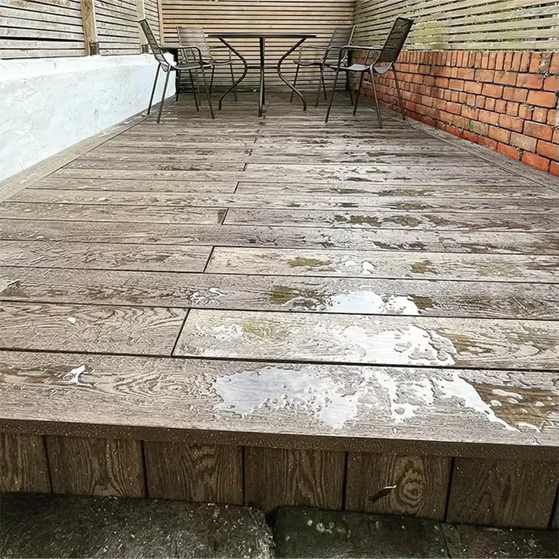 Modern Outdoor New WPC Anti-Slip Composite Paving Panel Waterproof Wood Floor Terrace Pavement Brushed Technics 6