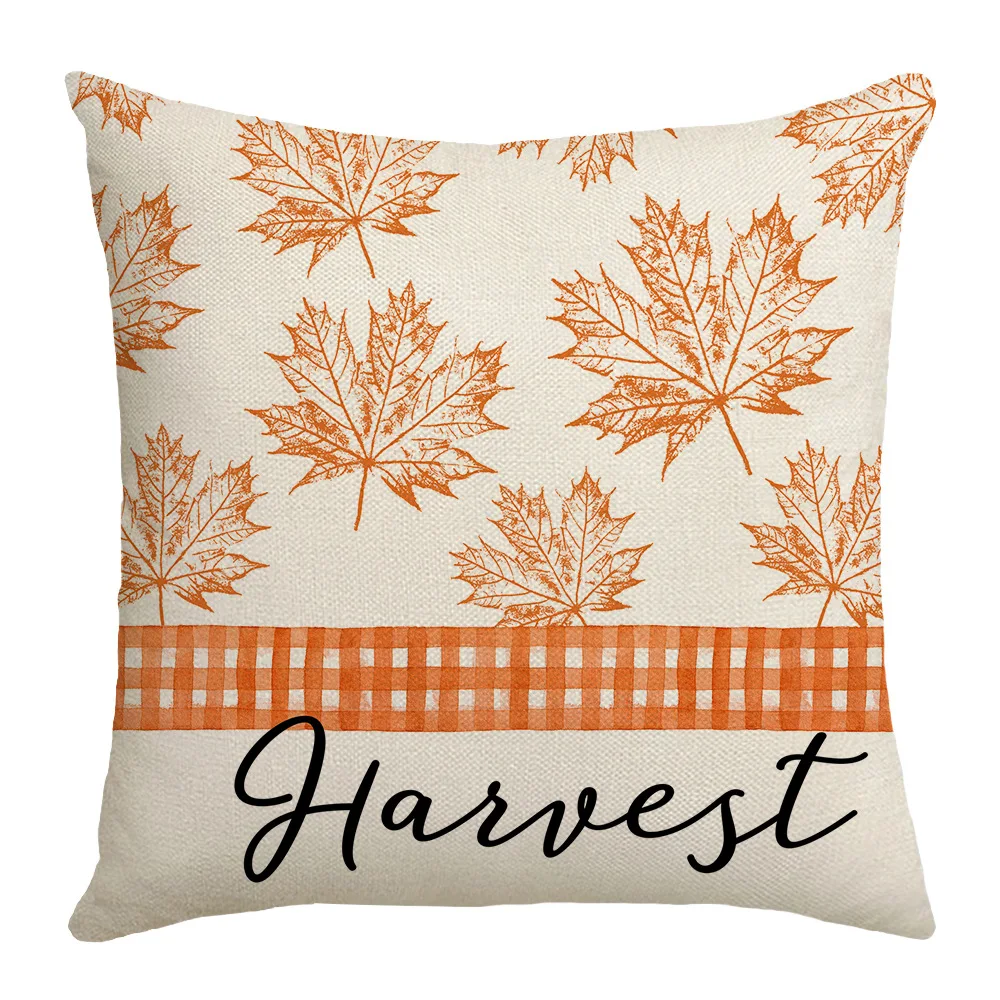 Fall Thanksgiving Pillow Cover 45x45cm Linen Pillow Case Farmhouse Home Decor Cushion Cover Square Linen Pillowcase for Couch