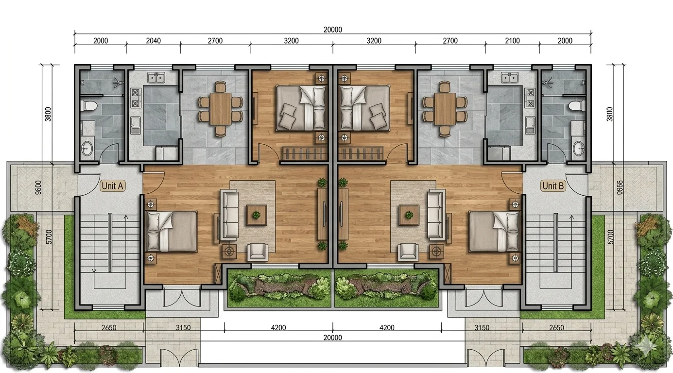 2 Storey 4 Bedroom Luxury Light Steel Frame Villa  Modern Design Prefabricated House