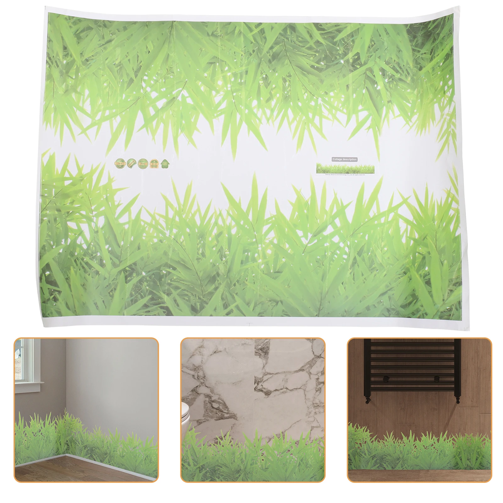 

Green Grass Bamboo Leaves Wall Border Sticker Pvc Self-Adhesive Peel Stick Trim Molding Waterproof Wall Panel Decorative