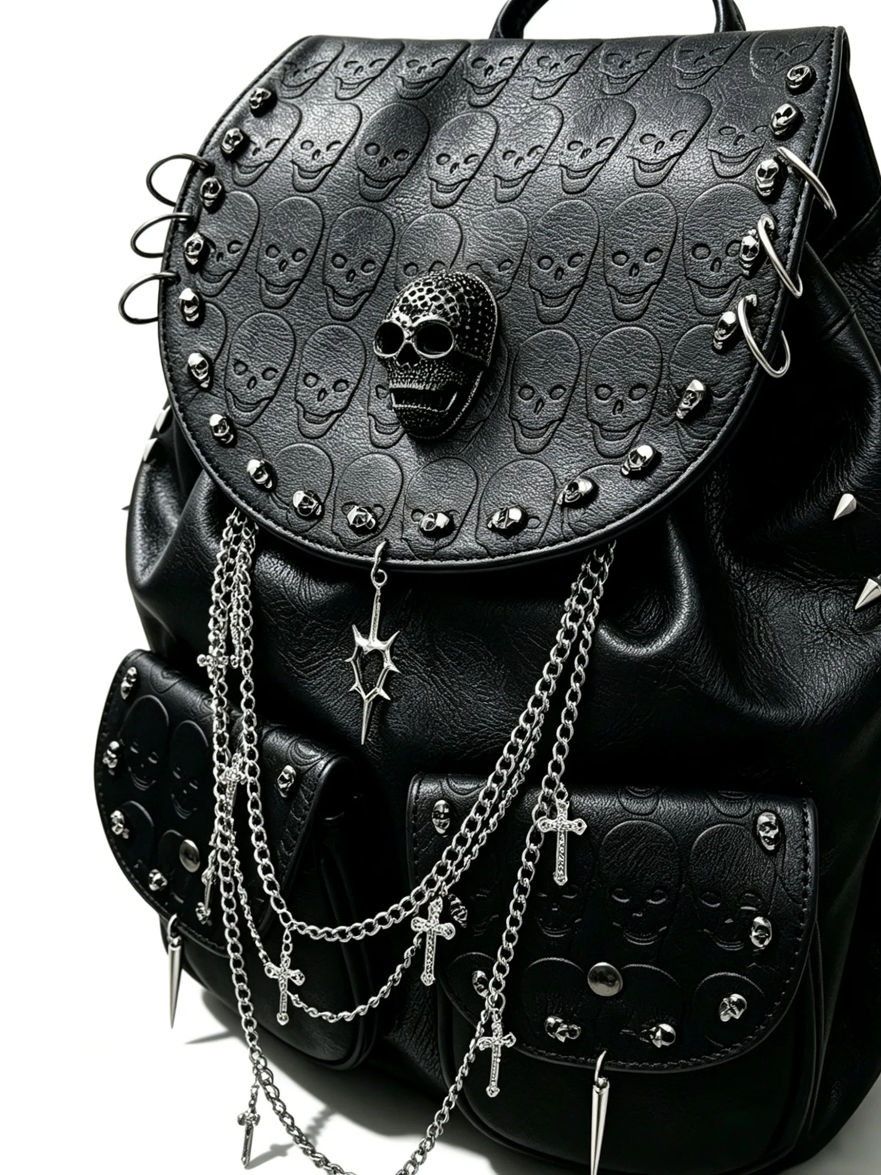 Original Design Skull Backpack Spice Girls Large Capacity Rivets Unique Punk Versatile Backpack
