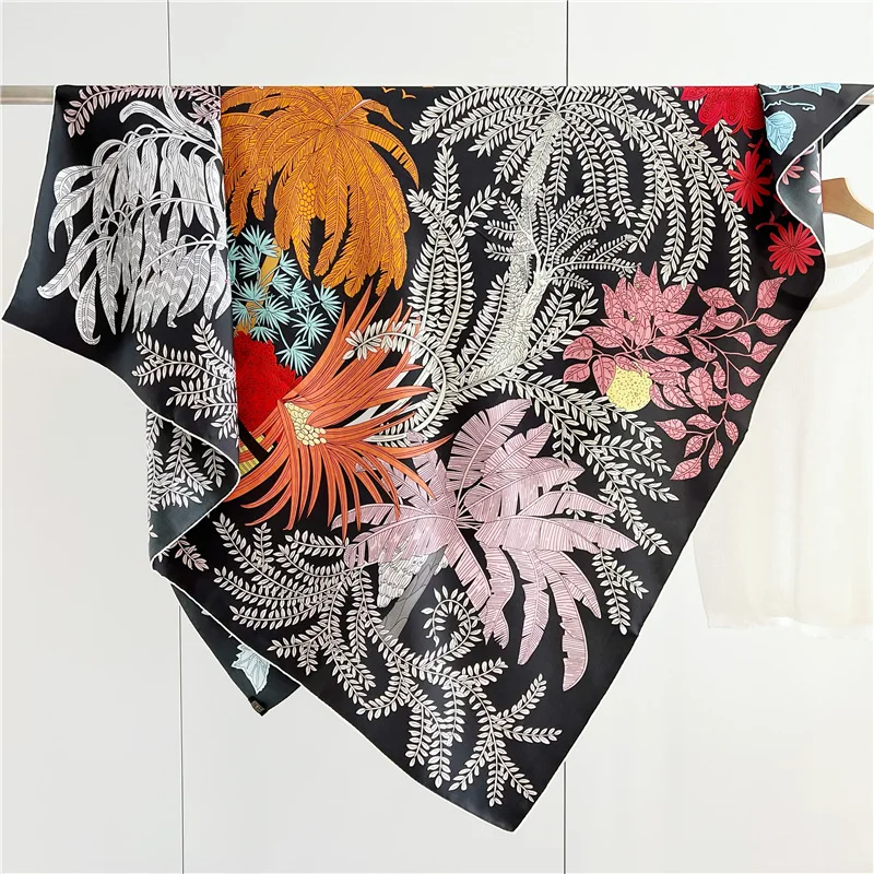

Silk Scarf Luxury Designer Large Shawls Stole Hand Rolled Edges Mother Lover Gift Summer Scarves 135CM