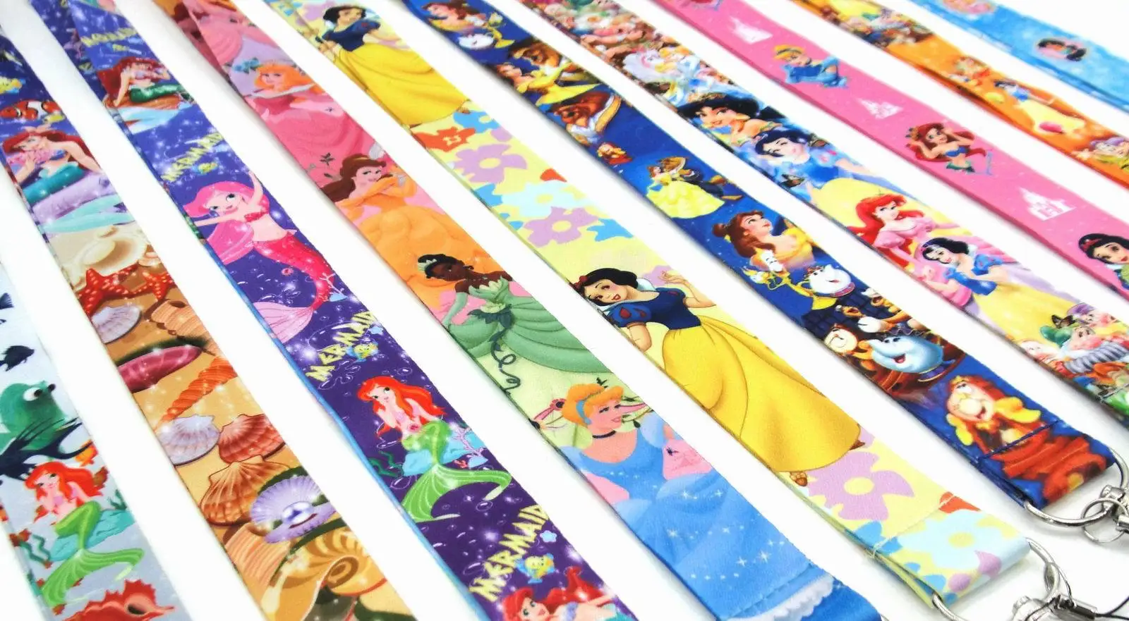 Disney Snow White Mermaid Princess Cartoon Personality Lanyard Badge ID Lanyards Phone Rope Key Lanyard Neck Straps Accessories