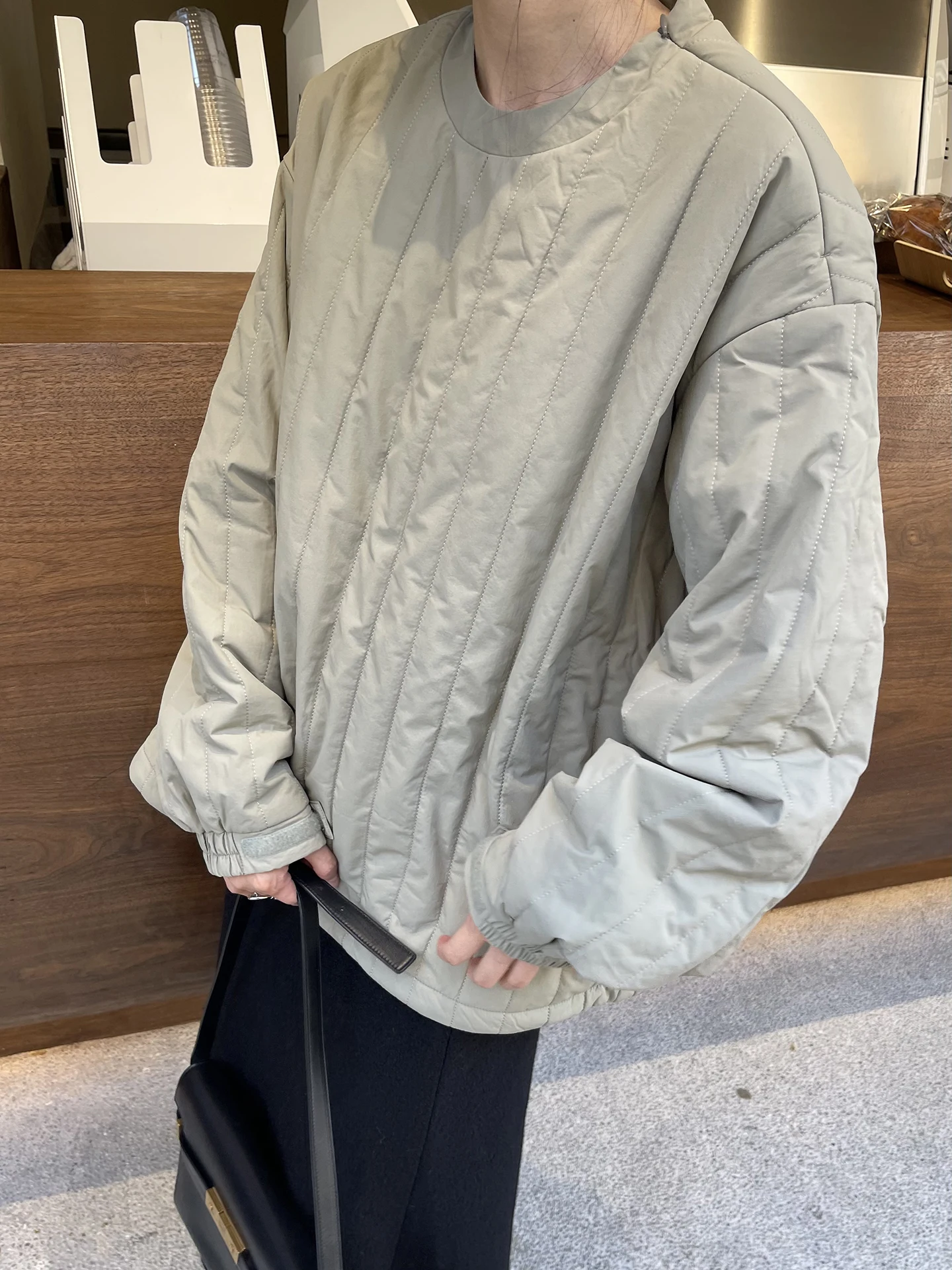 

Outdoor round Ne Hoodie Self-Quilted Cotton Jaet Women's Loose Fit Long Sve Zipper Closure Color Commute Sle