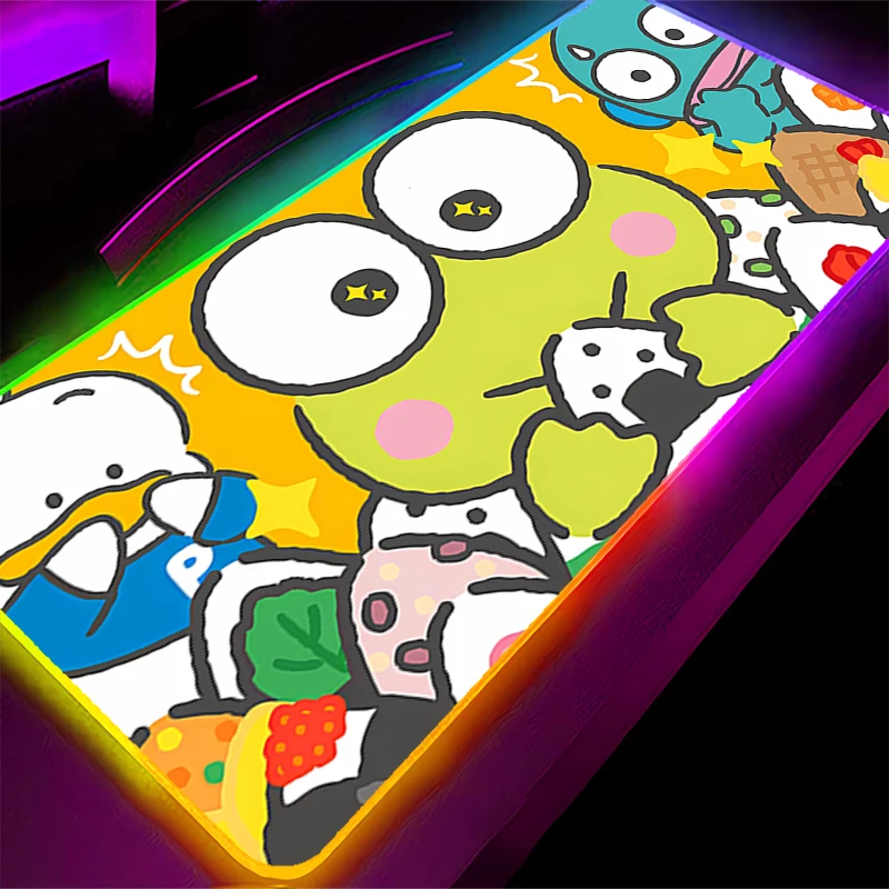 

RGB Mouse pad Non-Slip professional eSports game players Lock Edge Rubber Desk XXL K-Kero Kero Keroppi LED Mousepad Keyboard Mat