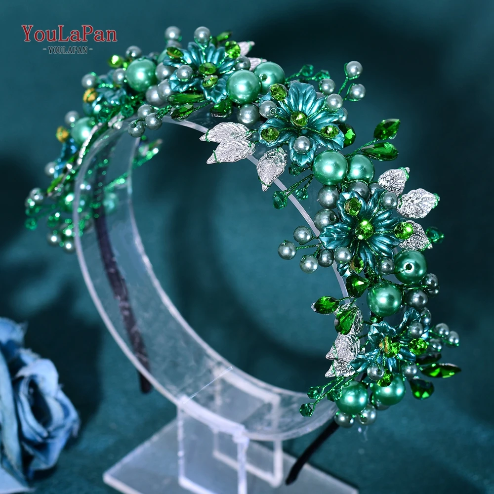 

TOPQUEEN Bridal Wedding Pearl Headwear Women Alloy Leaf Rhinestone Hair Hoop Bridesmaid Headband Flower Girl Headpiece HP603