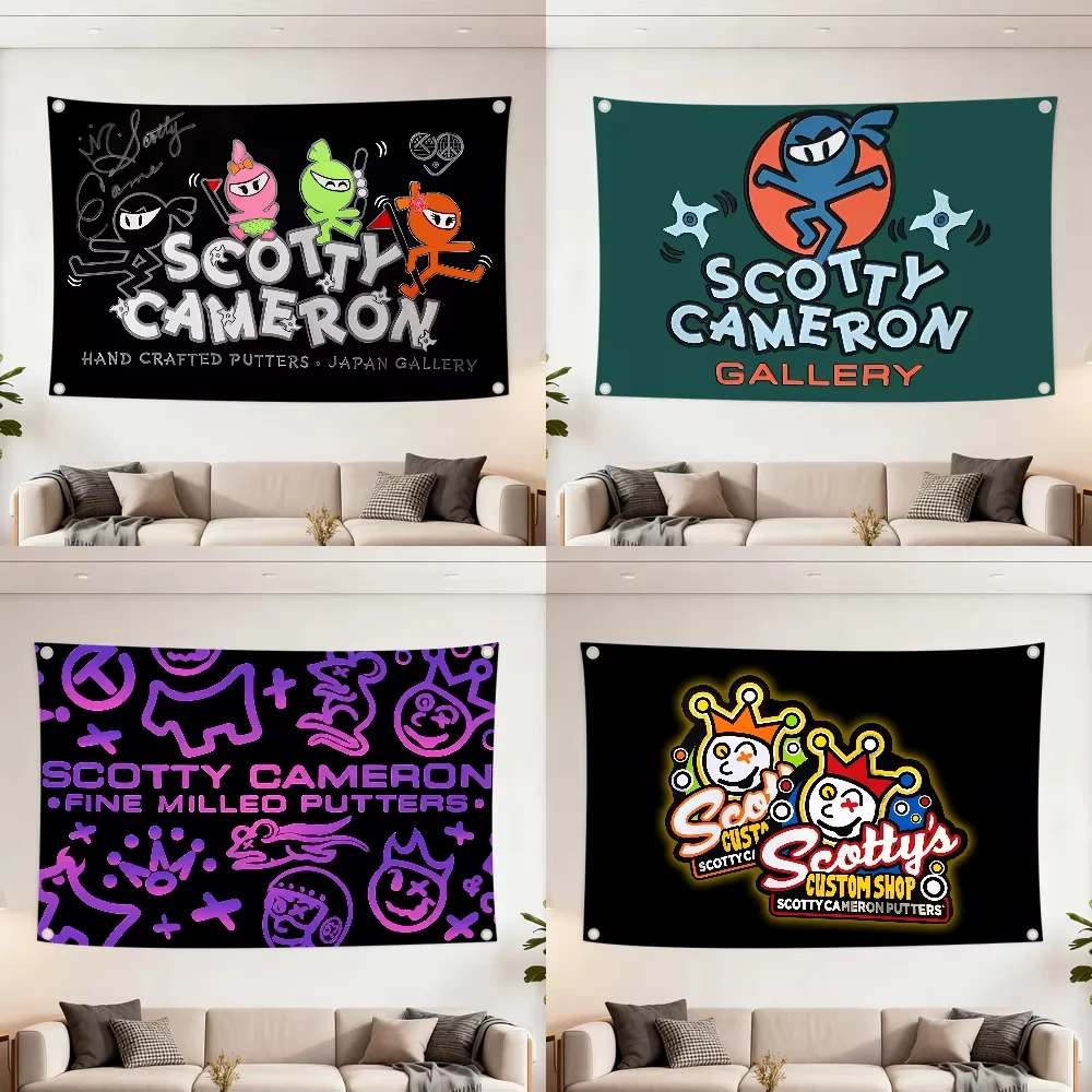 2D FLAT Fashion Cool Black Funny S-ScottyS C-Camerons Flag Room Dorm Camp Party Bar Wall Hogar Home Decor Banner Wall Hanging