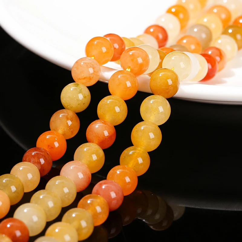 Natural Golden Silk Jade Bead Round Loose Spacer Bead 4 6 8 10mm For Jewelry Making Diy Necklace Bracelet Accessories 15