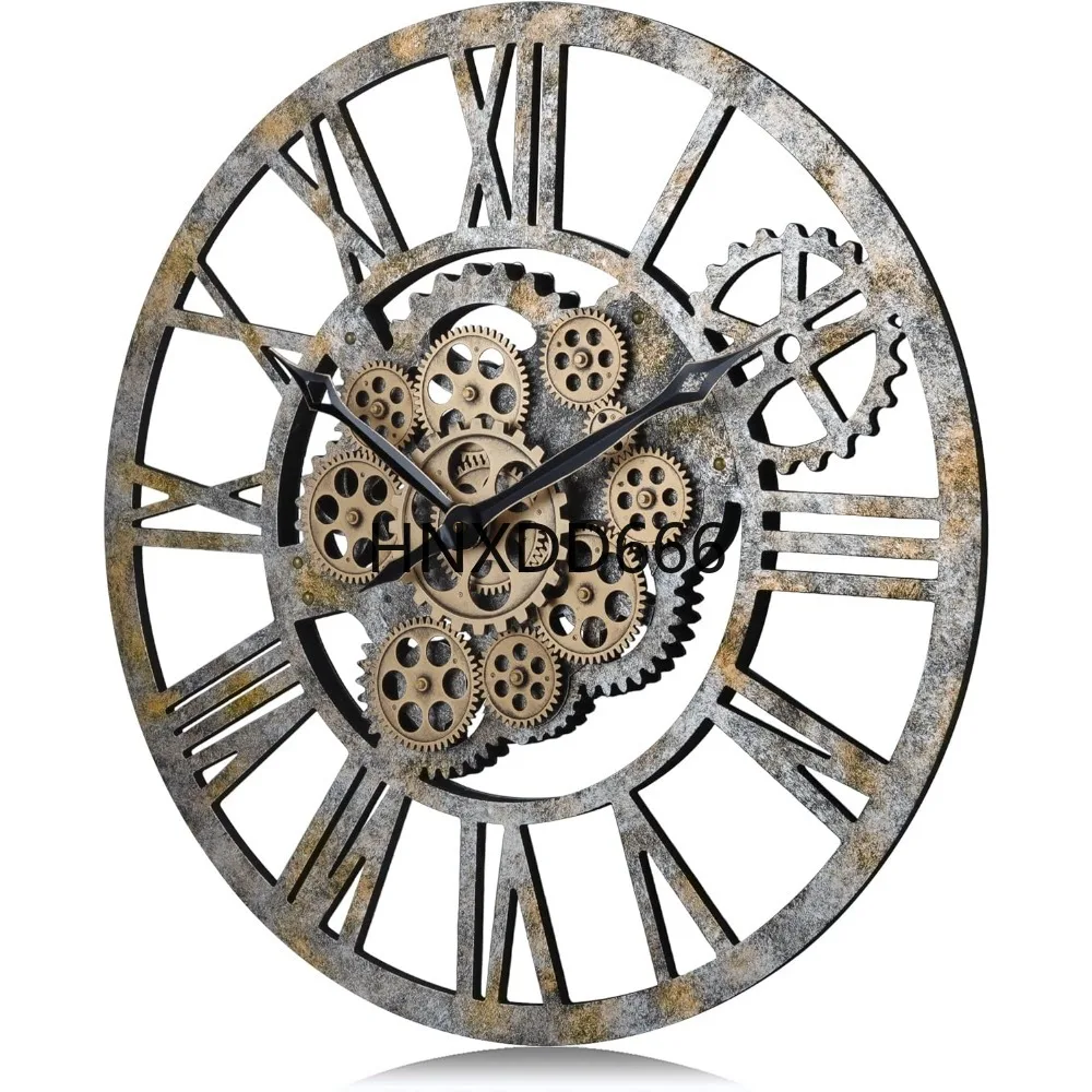 

23 Inch Steampunk Real Moving Gears Wall Clock Industrial, Wall Clocks