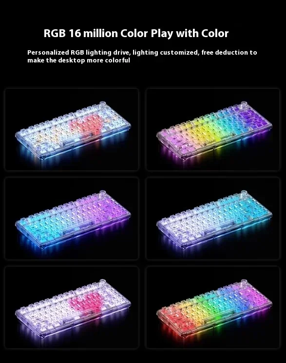 Weikav One 75 Mechanical Keyboard Custom Knob 75% Transparent Keyboard Three-Mode 2.4G Rgb Wireless Keyboard Boys Brithday Gifts