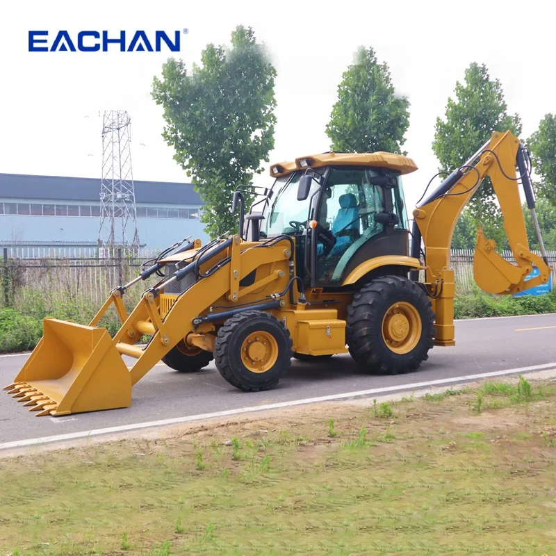 EACHAN Diesel 4 Wheel Backhoe Loader Farm Backhoe Loader Excavator Earth-moving Machinery Hydraulic Backhoe Loader Customized