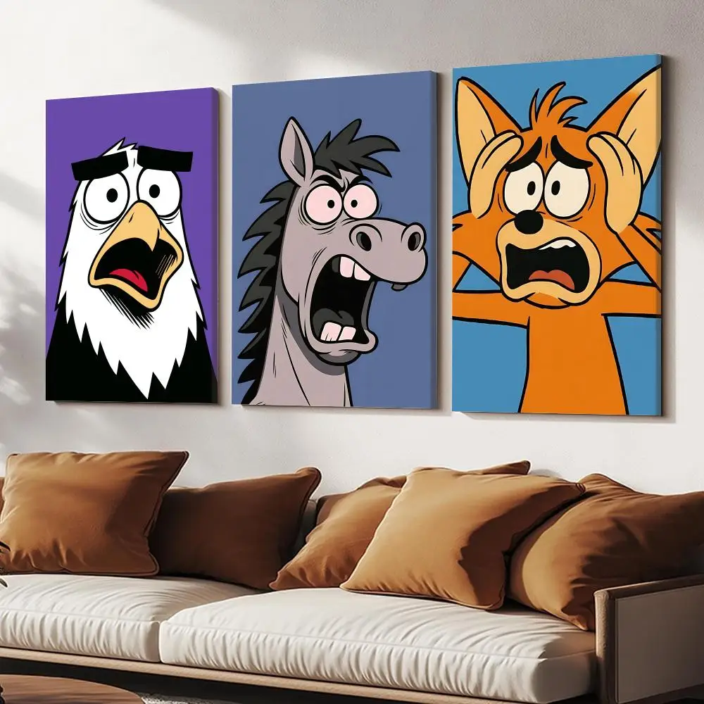 Cute Funny Amazed Animals Painting Calligraphy HD Modern Style Inner Frame Canvas Poster Bedroom Room Hallway Wall Art Decor