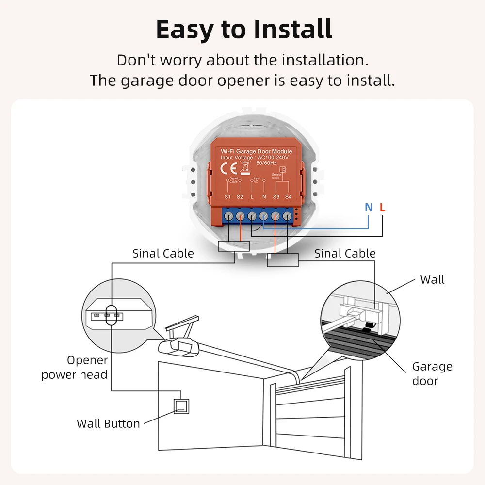 AVATTO Tuya Wifi Garage Door Switch Module Smart Garage Door Opener Controller APP Voice Control Work With Alexa Google Home