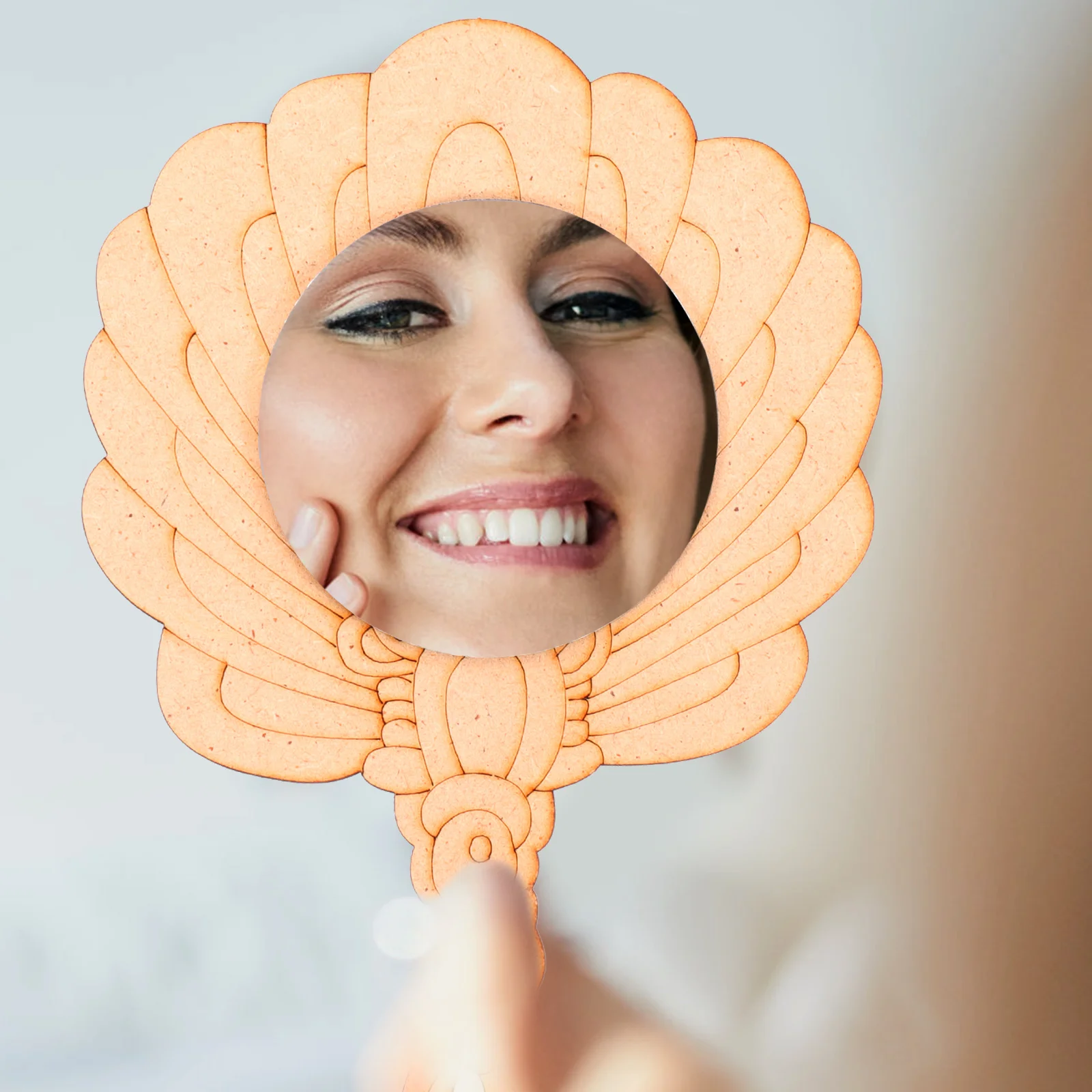 2 Peças de Espelho de Maquiagem Mini de Madeira Não Pintado para Crianças, Materiais de Artesanato Educacional DIY