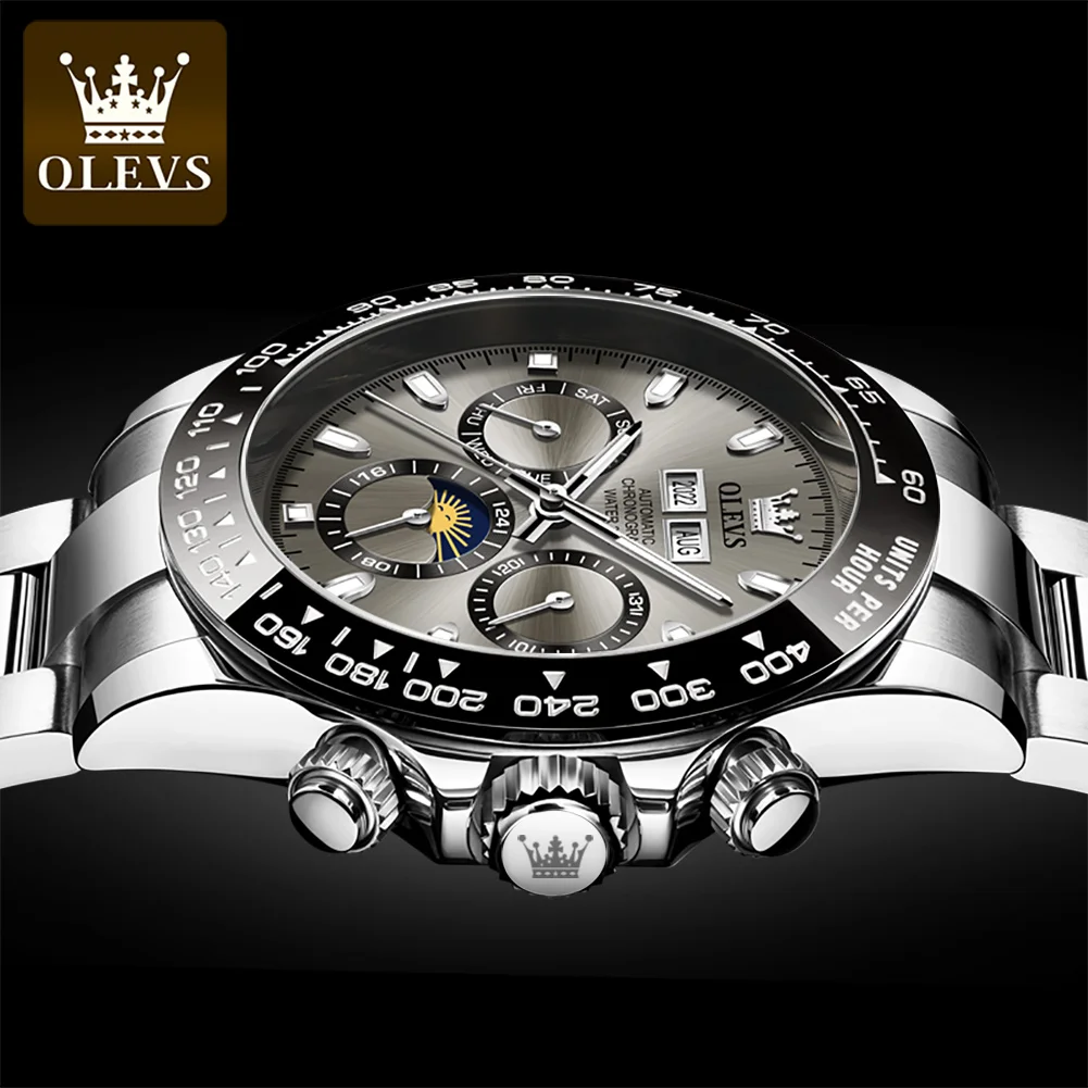 OLEVS Automatic Mechanical Watches for Men Stainless Steel Strap Luxury Brand Luminous Waterproof High Quality Man Wrist Watch