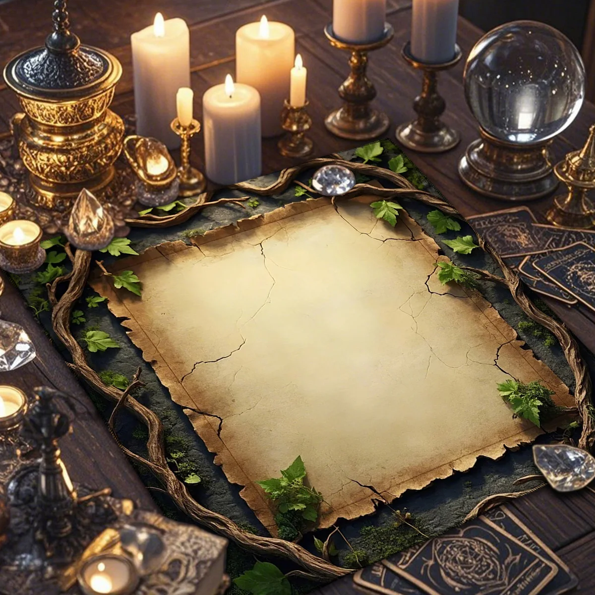 Parchment Vines Tarot Card Tablecloth Hekate's Blessing Altar Cloth Altar Decor Pagan Witchcraft Astrology Card Divination Mat