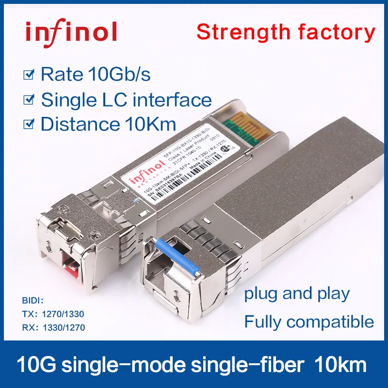 10g SFP+ Bidi 10km SMF DDM 1270nm/1330nm Lc Connector Sfp Module Fiber Optics Connector Fiber Optic Equipment