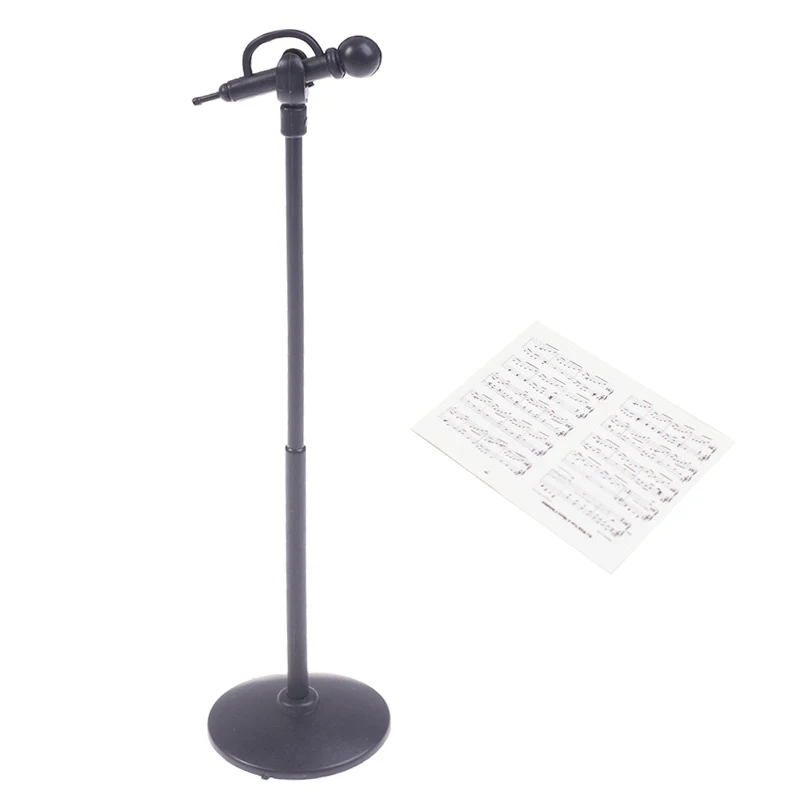 2Pcs/Set 1:12 Dollhouse Miniature Microphone Sheet Music Combination Musical Instrument Furniture Model Decor Accessory