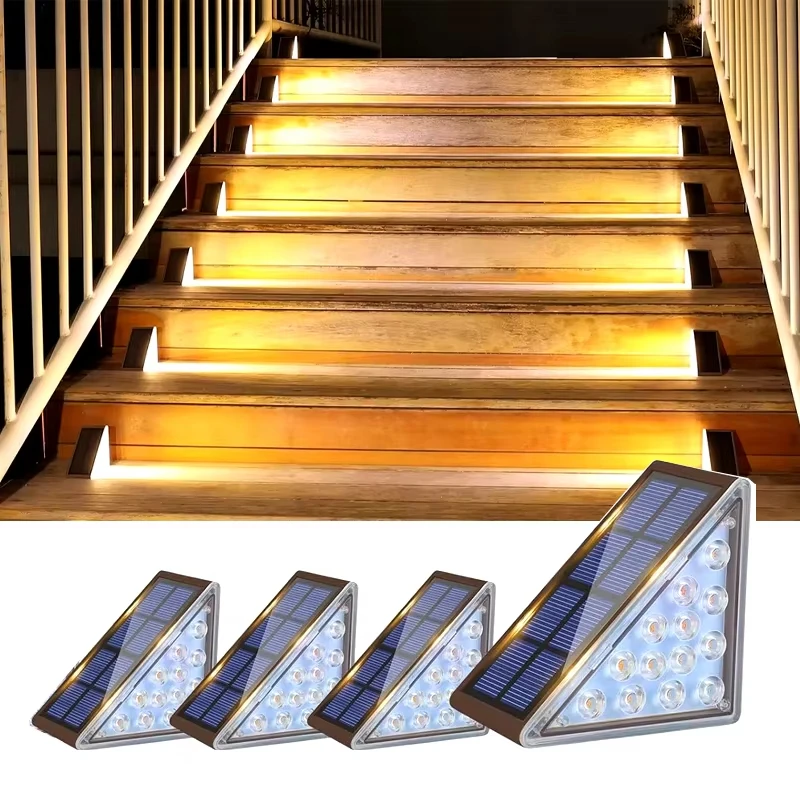 

24-светодиодные солнечные ступенчатые фонари, водонепроницаемые уличные лестничные фонари, солнечные палубные фонари, наружное солнечное ландшафтное освещение для двора, патио