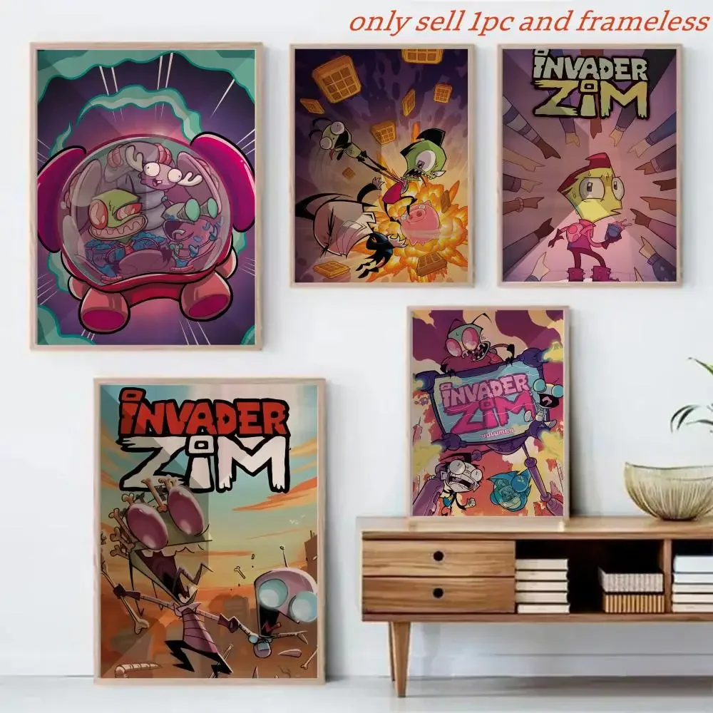 Cartoon I-invader Zim Painting Calligraphy Canvas Mural For Interior Walls Crease-Free Beautiful For Living Room Bedroom