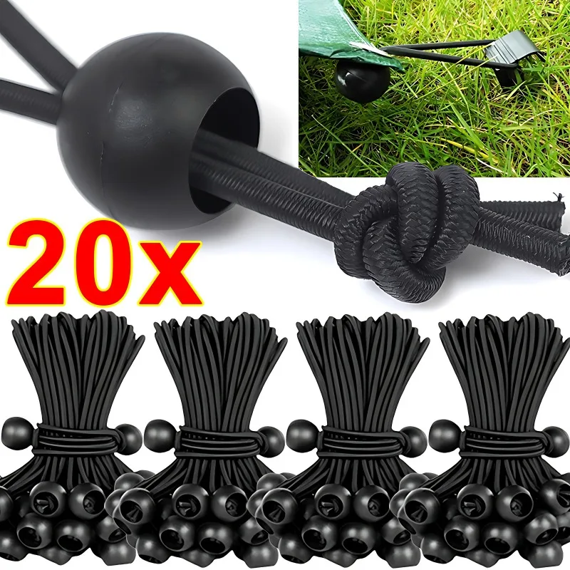 5/10/20pcs Bungee Cord Ball Tarps Canvas Tarpaulin Flagpole Ties Cord Ends Elastic Rope Fixed Boat Pole Camping Tent Accessories