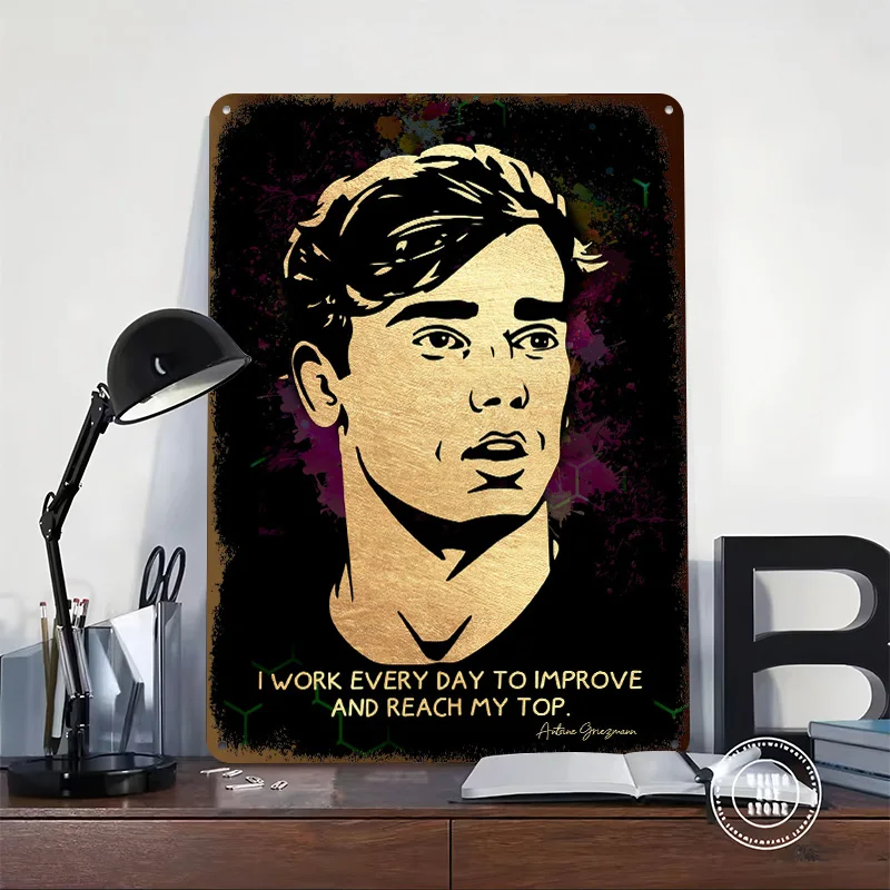 Antoine Griezmann I Work E Metal Poster Perfect Gift for Fans Lovers Personalized Wall Art Metal Sign for House Decoration Home