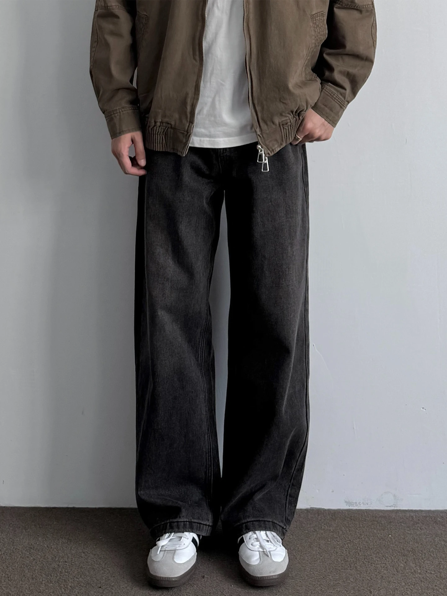 

Bla ey Wide Leg Men's Jeans Loose Fit Casual Straight Leg Trousers Autumn Season Cleanfit Knife Loose Flared Jeans