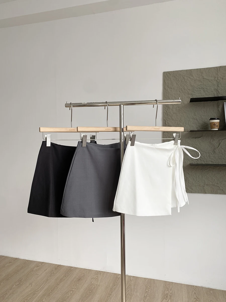 Saia de cintura alta feminina faion coreano sle emagrecimento versátil saia commute a linha saia de fibra de poliéster 2025 verão