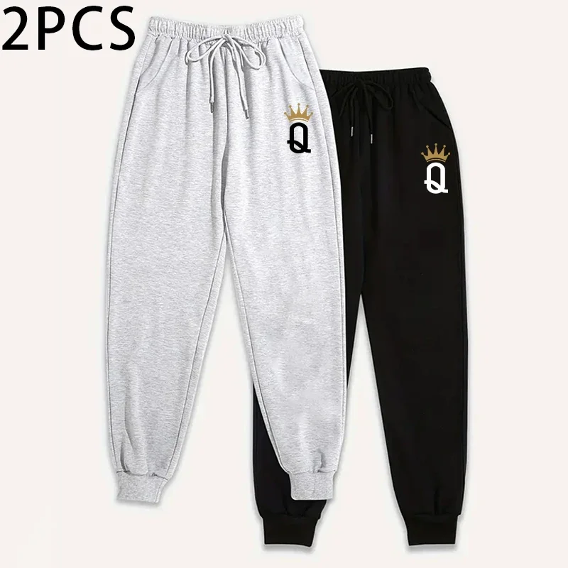 Women's Sweatpants 2 Piece Set Pure Color Joggers Fall Winter Lounge Pants Comfort Fit Athletic Casual Trousers 2packs
